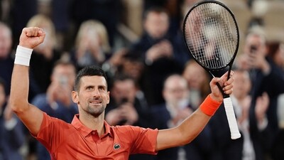 Serbia's Novak Djokovic celebrates after winning against Spain's Roberto Carballes Baena. (AFP) Serbia's Novak Djokovic celebrates after winning against Spain's Roberto Carballes Baena. (AFP)