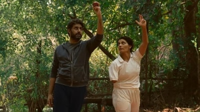 R Balki's Ghoomer brings the inspiring story of an aspiring cricketer who loses her right hand in her accident. The movie shows her journey as a bowler with a new style of bowling she invents with her coach which involves spinning. The protagonist and her coach's efforts to get her selected in the Indian women's team is depicted in the movie. R Balki's Ghoomer brings the inspiring story of an aspiring cricketer who loses her right hand in her accident. The movie shows her journey as a bowler with a new style of bowling she invents with her coach which involves spinning. The protagonist and her coach's efforts to get her selected in the Indian women's team is depicted in the movie.
