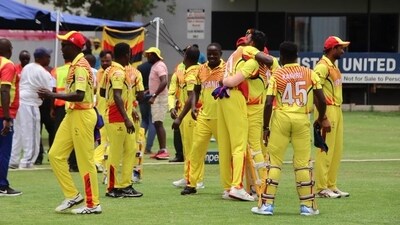 Uganda players celebrate (ICC) Uganda players celebrate (ICC)