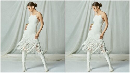Kriti's all white fringe dress is a perfect summer fashion inspiration. (Instagram/@kritisanon) Kriti's all white fringe dress is a perfect summer fashion inspiration. (Instagram/@kritisanon)