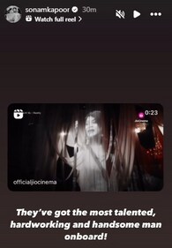 A screen grab of Sonam Kapoor's Instagram stories. A screen grab of Sonam Kapoor's Instagram stories.