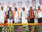 Mumbai, May 18 (ANI): Maharashtra Chief Minister Eknath Shinde with State Deputy Chief Ministers Ajit Pawar and Devendra Fadnavis, Maharashtra Navnirman Sena (MNS) chief Raj Thackeray waves to the crowd during the public meeting ahead of the fifth phase of Lok Sabha Polls, at Shivaji Park, in Mumbai on Friday. (ANI Photo)
(Ashish Vaishnav)