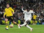 Vinicius Junior scores his side's second goal during the Champions League final match between Borussia Dortmund and Real Madrid at Wembley Vinicius Junior scores his side's second goal during the Champions League final match between Borussia Dortmund and Real Madrid at Wembley