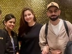 Anushka Sharma with Virat Kohli at Mumbai airport before flying out to New York. Anushka Sharma with Virat Kohli at Mumbai airport before flying out to New York.