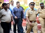 Bollywood actor Salman Khan, guarded by security personnel, leaves a polling booth after casting his ballot to vote in Mumbai on May 20, 2024. Bollywood actor Salman Khan, guarded by security personnel, leaves a polling booth after casting his ballot to vote in Mumbai on May 20, 2024.