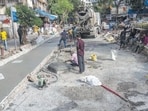 Mumbai, India - May 31, 2024: Under construction road at Kakasaheb Gadgil marg, Dadar West in Mumbai, India, on Friday, May 31, 2024. (Photo by Satish Bate/ Hindustan Times) (Hindustan Times) Mumbai, India - May 31, 2024: Under construction road at Kakasaheb Gadgil marg, Dadar West in Mumbai, India, on Friday, May 31, 2024. (Photo by Satish Bate/ Hindustan Times) (Hindustan Times)
