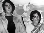 Nargis with son Sanjay Dutt in a throwback photo he posted on Saturday.