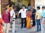 Patna: A security personnel assists an elderly voter as he leaves after casting his vote at a polling station during the seventh and last phase of Lok Sabha elections, in Patna, Saturday, June 1, 2024. (PTI Photo)