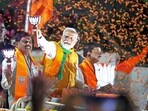 Prime Minister Narendra Modi's Bharatiya Janata Party (BJP)-led alliance is projected to win a big majority in Lok Sabha.(ANI)
