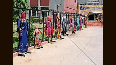 A polling station in Sector 27 that has been set up on the theme of Rock Garden in Chandigarh. (Ravi Kumar/HT) A polling station in Sector 27 that has been set up on the theme of Rock Garden in Chandigarh. (Ravi Kumar/HT)
