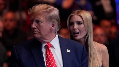 Former President Donald Trump, left, talks to his daughter Ivanka Trump as they wait for the start of a UFC 299 mixed martial arts bout, early Sunday, March 10, 2024, in Miami. (AP) Former President Donald Trump, left, talks to his daughter Ivanka Trump as they wait for the start of a UFC 299 mixed martial arts bout, early Sunday, March 10, 2024, in Miami. (AP)