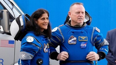 NASA astronauts Suni Williams, left, and Butch Wilmore talk to family members as they leave the operations and checkout building for a trip to launch pad at Space Launch Complex 41 Saturday, June 1, 2024, in Cape Canaveral, Fla. (AP) NASA astronauts Suni Williams, left, and Butch Wilmore talk to family members as they leave the operations and checkout building for a trip to launch pad at Space Launch Complex 41 Saturday, June 1, 2024, in Cape Canaveral, Fla. (AP)