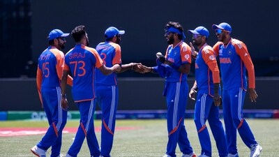 India players celebrate a catch during an exhibition cricket match between Bangladesh and India at the Nassau County International Cricket Stadium (AP) India players celebrate a catch during an exhibition cricket match between Bangladesh and India at the Nassau County International Cricket Stadium (AP)