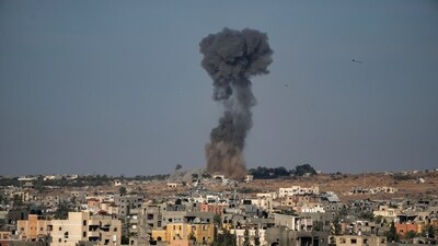 Smoke rises from an Israeli airstrike in Rafah, southern Gaza Strip, Friday, May 31, 2024. (AP Photo/Abdel Kareem Hana) (AP) Smoke rises from an Israeli airstrike in Rafah, southern Gaza Strip, Friday, May 31, 2024. (AP Photo/Abdel Kareem Hana) (AP)