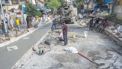 Mumbai, India - May 31, 2024: Under construction road at Kakasaheb Gadgil marg, Dadar West in Mumbai, India, on Friday, May 31, 2024. (Photo by Satish Bate/ Hindustan Times) (Hindustan Times) Mumbai, India - May 31, 2024: Under construction road at Kakasaheb Gadgil marg, Dadar West in Mumbai, India, on Friday, May 31, 2024. (Photo by Satish Bate/ Hindustan Times) (Hindustan Times)