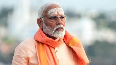 Prime Minister Narendra Modi in Kanniyakumari on Saturday. (ANI) Prime Minister Narendra Modi in Kanniyakumari on Saturday. (ANI)