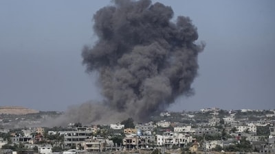 Smoke rises following an Israeli airstrike in Rafah, Gaza Strip, Thursday, May 30, 2024. (AP Photo/Abdel Kareem Hana) (AP) Smoke rises following an Israeli airstrike in Rafah, Gaza Strip, Thursday, May 30, 2024. (AP Photo/Abdel Kareem Hana) (AP)