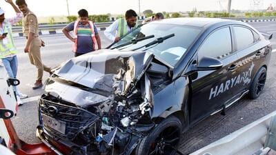 The victims, part of a family, were heading from Haridwar to Morbi, Rajkot (Gujarat), and as a result of the car hit, the van fell off the highway. (Sakib Ali/HT Photo) The victims, part of a family, were heading from Haridwar to Morbi, Rajkot (Gujarat), and as a result of the car hit, the van fell off the highway. (Sakib Ali/HT Photo)
