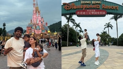 Vignesh Shivan shared adorable pictures with Nayanthara and their twins at Disneyland. Vignesh Shivan shared adorable pictures with Nayanthara and their twins at Disneyland.
