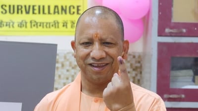 Uttar Pradesh Chief Minister Yogi Adityanath casts his vote at booth number 233 in English Medium Government Primary School Gorakhnath, Gorakhpur. Thirteen parliamentary constituencies in the state are polling today. (HT Photo) Uttar Pradesh Chief Minister Yogi Adityanath casts his vote at booth number 233 in English Medium Government Primary School Gorakhnath, Gorakhpur. Thirteen parliamentary constituencies in the state are polling today. (HT Photo)