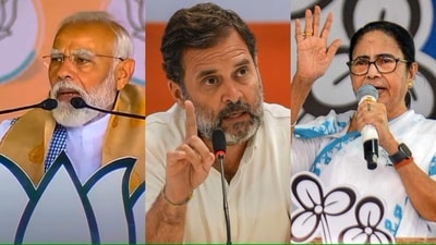 Prime Minister Narendra Modi (L), Congress leader Rahul Gandhi (C) and West Bengal chief minister Mamata Banerjee.