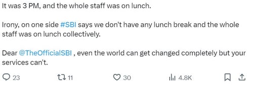 This is what the man posted with the now-deleted post on SBI. (Screengrab)