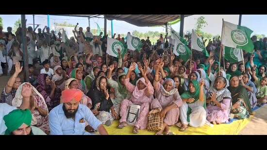 The villagers have been protesting for over the under-construction biogas factory. (HT Photo)