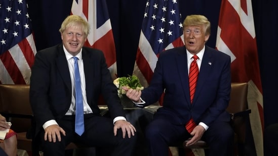 Boris Johnson warned that legal measures to hinder Donald Trump's 2024 White House bid may backfire. (AP)