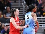 INDIANAPOLIS, INDIANA - JUNE 01: Caitlin Clark #22 of the Indiana Fever battles for position against Angel Reese #5 of the Chicago Sky during the second quarter in the game at Gainbridge Fieldhouse on June 01, 2024 in Indianapolis, Indiana. INDIANAPOLIS, INDIANA - JUNE 01: Caitlin Clark #22 of the Indiana Fever battles for position against Angel Reese #5 of the Chicago Sky during the second quarter in the game at Gainbridge Fieldhouse on June 01, 2024 in Indianapolis, Indiana.