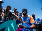 India's Hardik Pandya greets fans during an exhibition cricket match between Bangladesh and India at the Nassau County International Cricket Stadium India's Hardik Pandya greets fans during an exhibition cricket match between Bangladesh and India at the Nassau County International Cricket Stadium