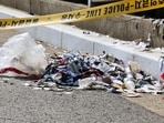 The trash from a balloon presumably sent by North Korea, is seen behind police tape in Incheon, South Korea, The trash from a balloon presumably sent by North Korea, is seen behind police tape in Incheon, South Korea,
