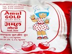 The image shows an Amul milk packet. 