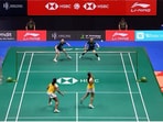 Gayatri Gopichand and Teersa Jolly playing against Kim Sei-Young and Kong Hee-Yong.