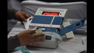 A total of 60 police personnel are guarding the EVMs in two shifts. Each shift comprises eight cops from the Central Armed Police Forces (CAPF) and 20 from the Chandigarh Police. (HT file photo for representation) A total of 60 police personnel are guarding the EVMs in two shifts. Each shift comprises eight cops from the Central Armed Police Forces (CAPF) and 20 from the Chandigarh Police. (HT file photo for representation)