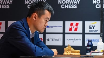 Chinese chess grandmaster Ding Liren (L) in action. (AFP) Chinese chess grandmaster Ding Liren (L) in action. (AFP)
