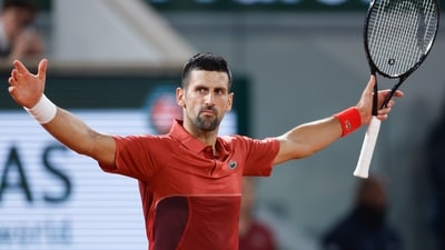 Serbia's Novak Djokovic celebrates winning his third round match of the French Open tennis tournament against Italy's Lorenzo Musetti at the Roland Garros stadium in Paris, Sunday, June 2, 2024 (AP) Serbia's Novak Djokovic celebrates winning his third round match of the French Open tennis tournament against Italy's Lorenzo Musetti at the Roland Garros stadium in Paris, Sunday, June 2, 2024 (AP)