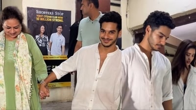 Ishaan Khatter with mom Neliima Azeem and girlfriend Chandni Bainz. Ishaan Khatter with mom Neliima Azeem and girlfriend Chandni Bainz.