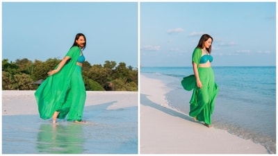 In 2022, Sonakshi Sinha shared a series of breathtaking beach photos and wrote, "Where there's blue… there's green... fun impromptu shoot..." In 2022, Sonakshi Sinha shared a series of breathtaking beach photos and wrote, "Where there's blue… there's green... fun impromptu shoot..."