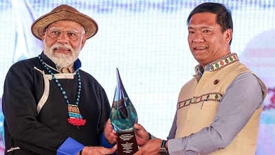 Prime Minister Narendra Modi with Arunachal Pradesh chief minister Pema Khandu in Itanagar. (PTI file) Prime Minister Narendra Modi with Arunachal Pradesh chief minister Pema Khandu in Itanagar. (PTI file)