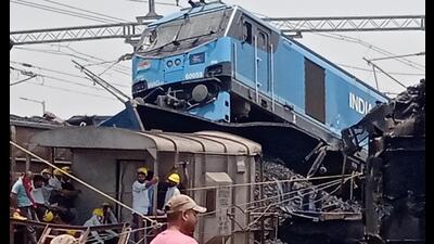 Railway workers at the mishap site in Sirhind on Sunday. Two severely injured pilots were hospitalised and three passengers were discharged after first aid at a government facility. Railway workers at the mishap site in Sirhind on Sunday. Two severely injured pilots were hospitalised and three passengers were discharged after first aid at a government facility.