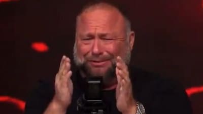 Alex Jones breaks down in tears, says authorities threatened to shut down his studio (@CollinRugg/X) Alex Jones breaks down in tears, says authorities threatened to shut down his studio (@CollinRugg/X)