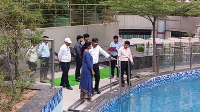 The order states that the swimming pool should not be operated before or after the given time and it is mandatory to have lifeguards and other safety related equipment at the time of operating the pool. (HT Photo) The order states that the swimming pool should not be operated before or after the given time and it is mandatory to have lifeguards and other safety related equipment at the time of operating the pool. (HT Photo)