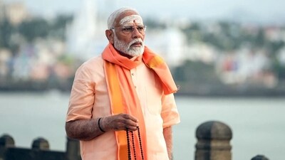 Prime Minister Narendra Modi at the Vivekananda Rock Memorial during his meditation, in Kanniyakumari on Saturday. (ANI Photo) (ANI) Prime Minister Narendra Modi at the Vivekananda Rock Memorial during his meditation, in Kanniyakumari on Saturday. (ANI Photo) (ANI)