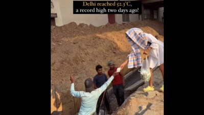 Woman distributing buttermilk packets to workers.