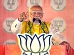 Prime Minister Narendra Modi addresses a public meeting for Lok Sabha elections, in East Champaran district.