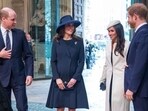 (L-R) Britain's Prince William, Duke of Cambridge, Britain's Catherine, Duchess of Cambridge, US actress Meghan Markle and her fiancee Britain's Prince Harry attend a Commonwealth Day Service at Westminster Abbey. (L-R) Britain's Prince William, Duke of Cambridge, Britain's Catherine, Duchess of Cambridge, US actress Meghan Markle and her fiancee Britain's Prince Harry attend a Commonwealth Day Service at Westminster Abbey.