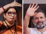Union minister Smriti Irani and Rahul Gandhi of the Congress.