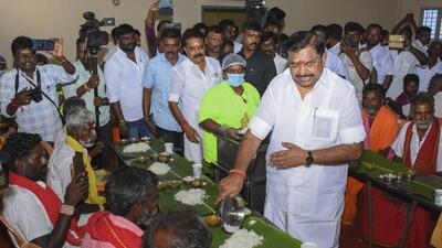 AIADMK general secretary Edappadi K Palaniswami at Muthumalai Murugan Temple, at Ethapur of Salem district, on Monday. (PTI) AIADMK general secretary Edappadi K Palaniswami at Muthumalai Murugan Temple, at Ethapur of Salem district, on Monday. (PTI)