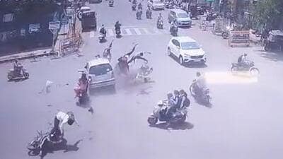 CCTV camera footage of the accident. (HT PHOTO) CCTV camera footage of the accident. (HT PHOTO)