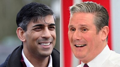 Britain's Prime Minister Rishi Sunak (L) and Britain's main opposition Labour Party leader Keir Starmer (R) (AFP)